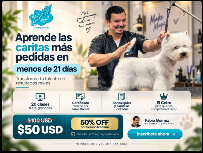 Banner del curso: 20 cortes para Shih Tzu y Yorky, USD 50